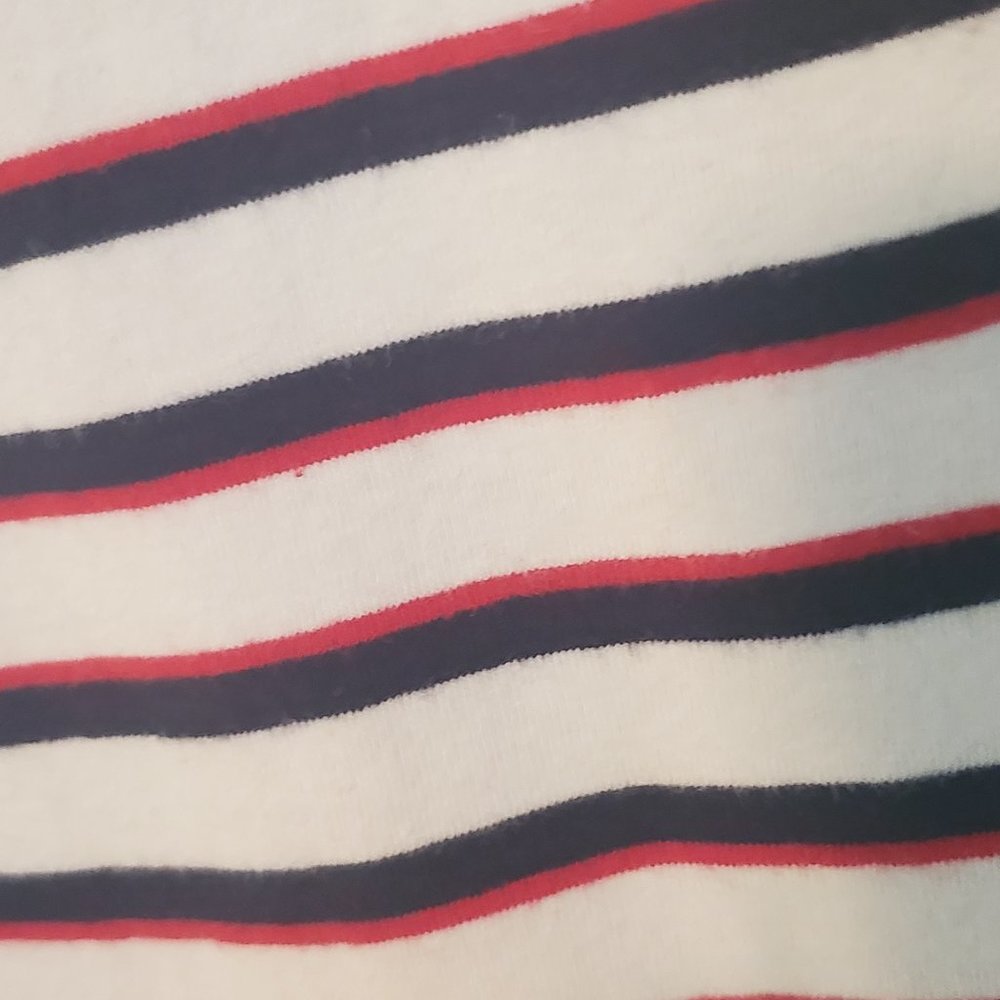 Dickies Women's Cropped Striped Tee Shirt Red, White, & Blue PLUS Size 1X - Picture 12 of 13
